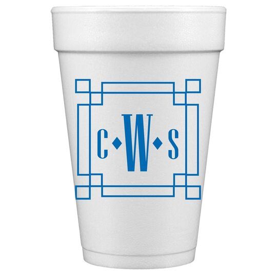 Greek Key Monogram Styrofoam Cups